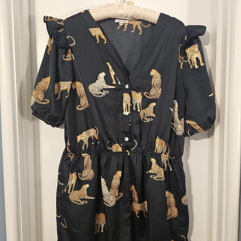 Black Leopard Romper